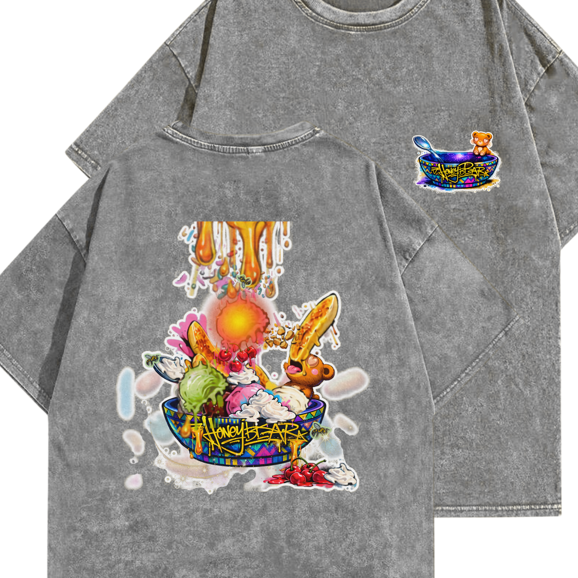 hb future kente banana split oversized acid tee