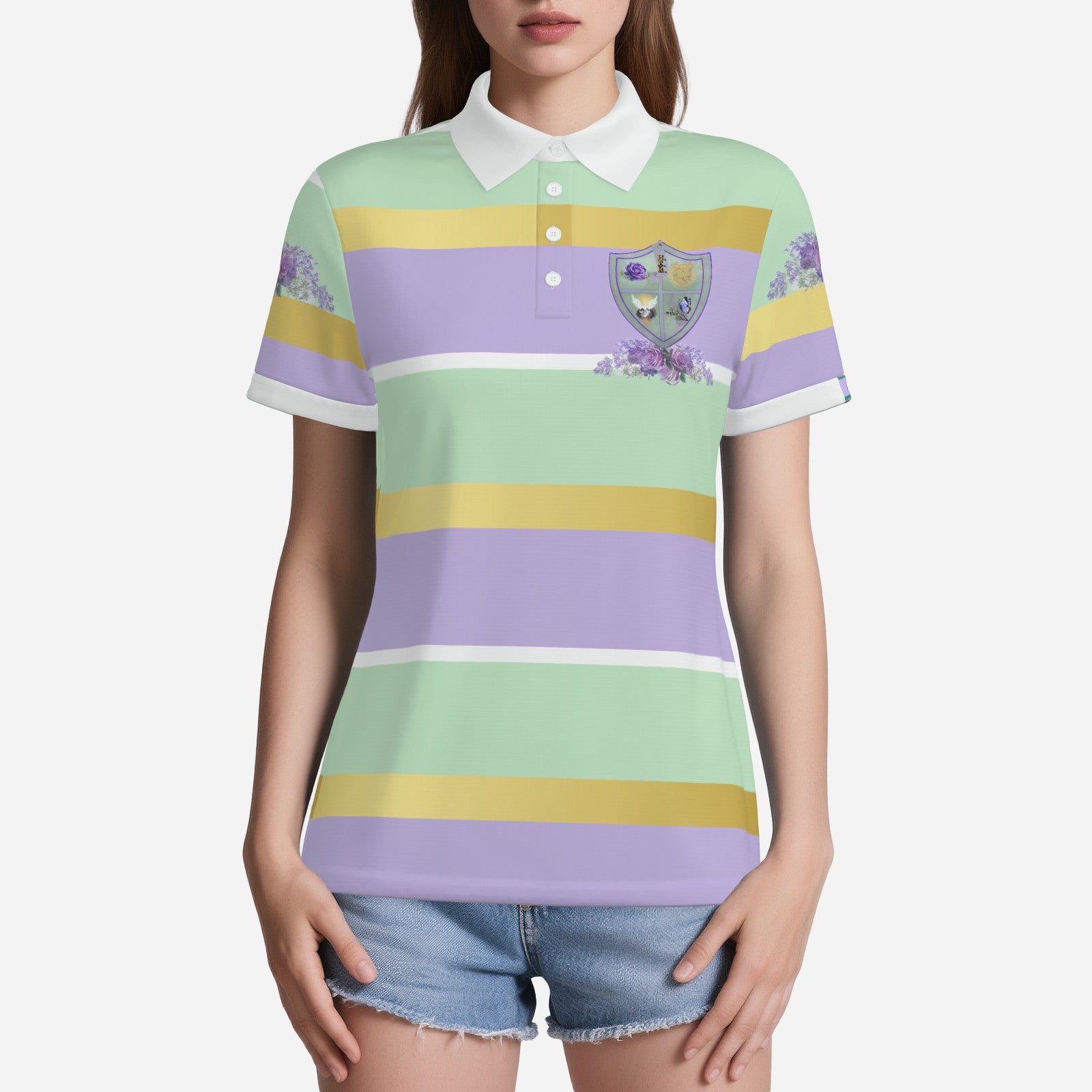 All-Over Print UPF50+ Women's Breathable Golf Polo Shirt