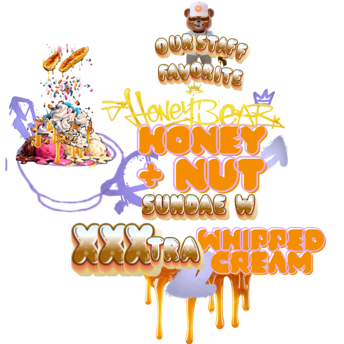 honeybear "honey + nut sundae" sleeveless hoodie